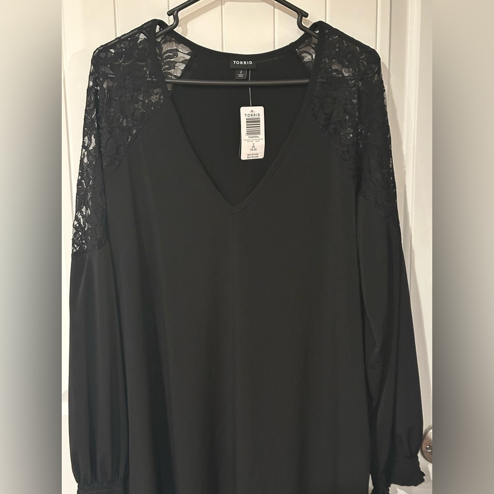 Torrid Black Lace Shoulder Top